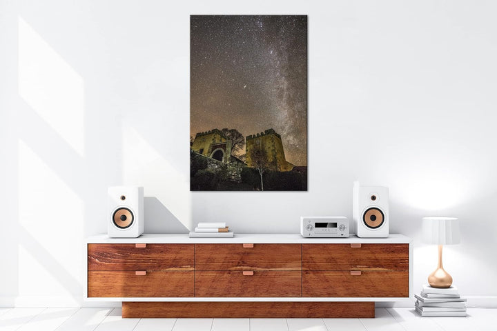 deyoli alter Burgruine unter den Sternen Format: 80x60 als Leinwand, Motiv fertig gerahmt auf Echtho