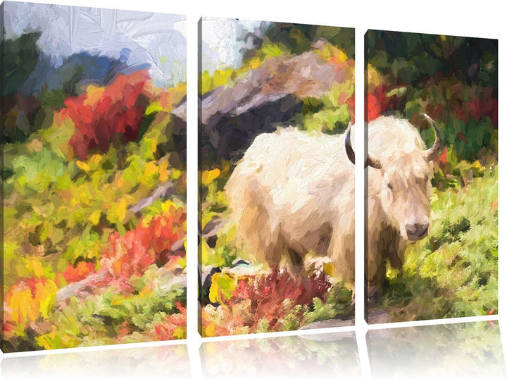 Pixxprint Schönes Yak Himalaya Kunst als Leinwandbild/Grösse: 3 Teilig (120x80 cm) cm/Wandbild/Kunst
