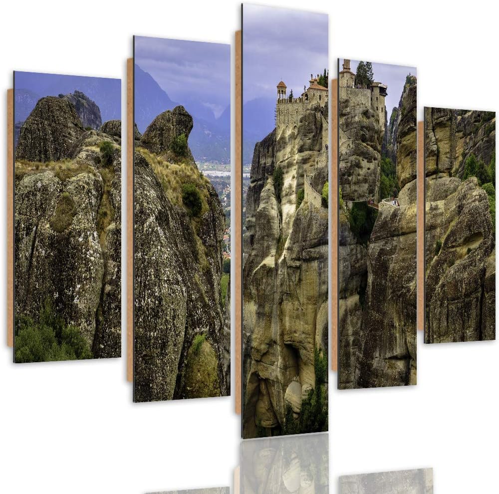 Bilder 5 Teilig Landschaft Deco Panel Kunst Berge Natur Himmel bunt 100x70 cm Deco panel 100x70 cm C