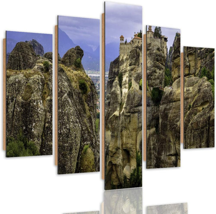 Bilder 5 Teilig Landschaft Deco Panel Kunst Berge Natur Himmel bunt 100x70 cm Deco panel 100x70 cm C