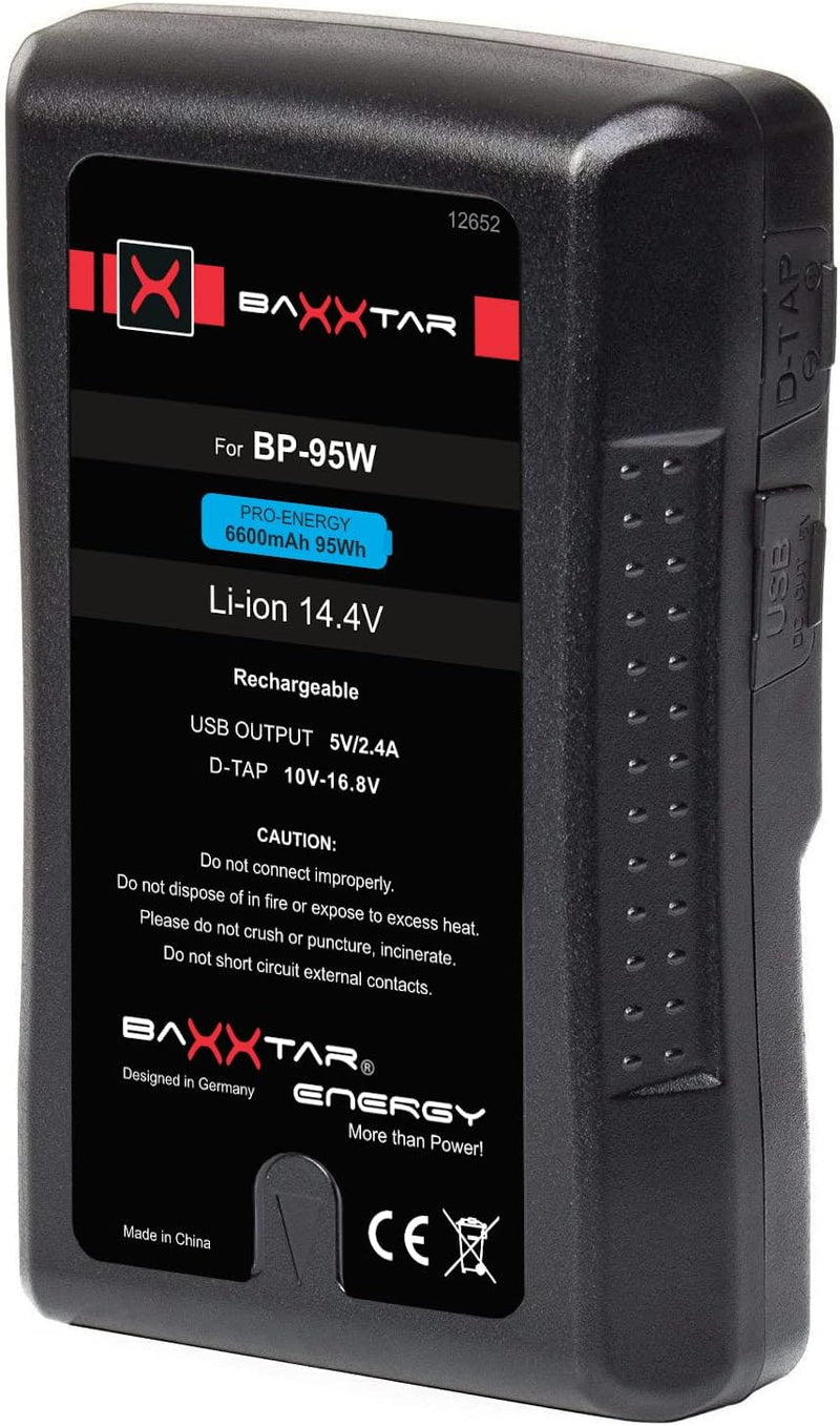 Baxxtar PRO V-Mount Akku - LG Cells Inside - Ersatz Fuer Sony BP-95W mit 6600mAh und 95Wh (somit unt