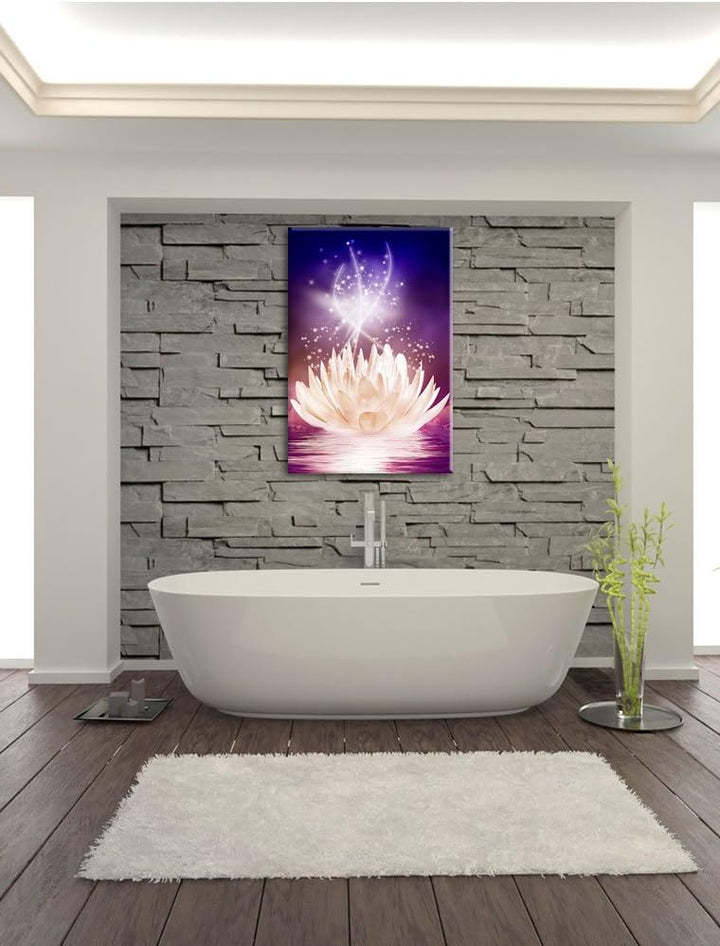 abstrakte Seerose, Format: 100x70 auf Leinwand, XXL riesige Bilder fertig gerahmt mit Keilrahmen, Ku