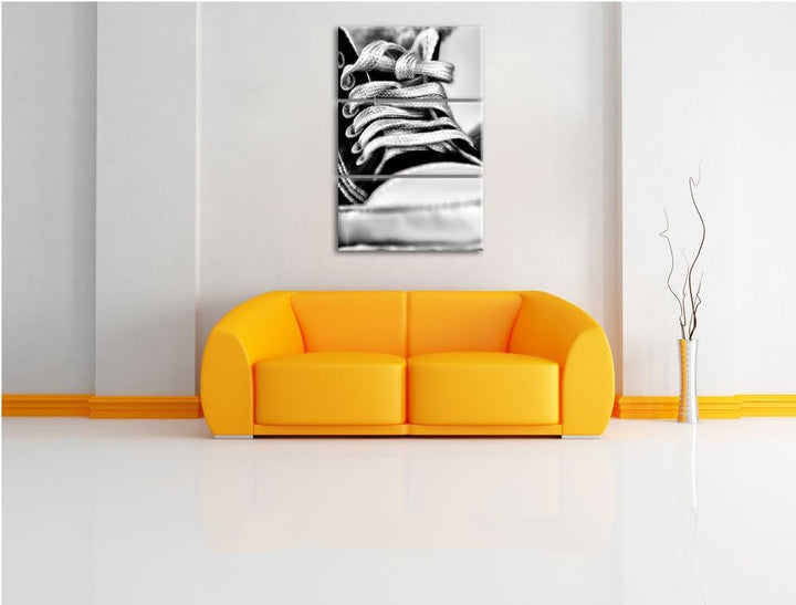 Pixxprint Trendige Schuhe / 3-Teilig/Gesamtmass 120cm Leinwandbild bespannt auf Holzrahmen/Wandbild