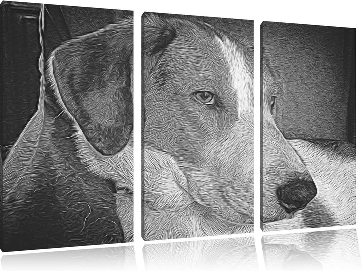 Jack Russel Terrier ruht sich aus NewArt 3-Teiler Leinwandbild 120x80 Bild auf Leinwand, XXL riesige