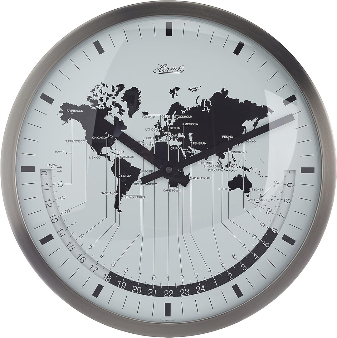 Wanduhren-Standuhren-Edelstahl-gewölbtem-Frontglas