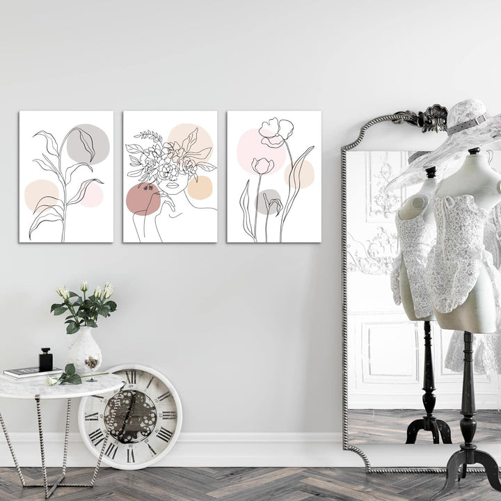 Novart Bilder Set Abstrakt - Kein Extra Rahmen benötigt - Wandbilder für Wohnzimmer Schlafzimmer Flu