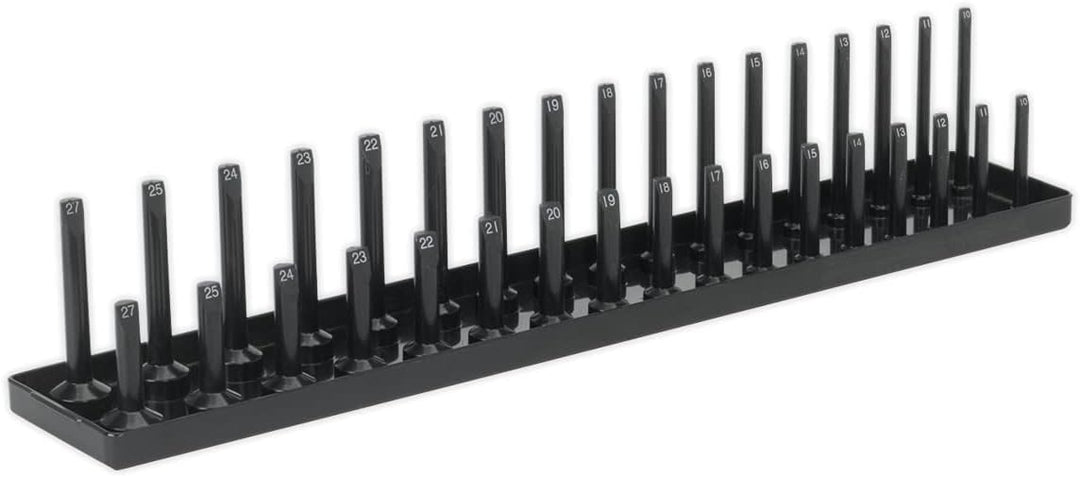 Sealey SH1217 Steckschlüsselhalter, 1,27 cm Vierkantantrieb, 10 mm-27 mm, schwarz