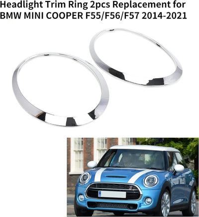 Shkalacar 2 Stück Scheinwerfer-Zierring Auto Ersatz für BMW für Mini Cooper F55/F56/F57 2014-2021 OE