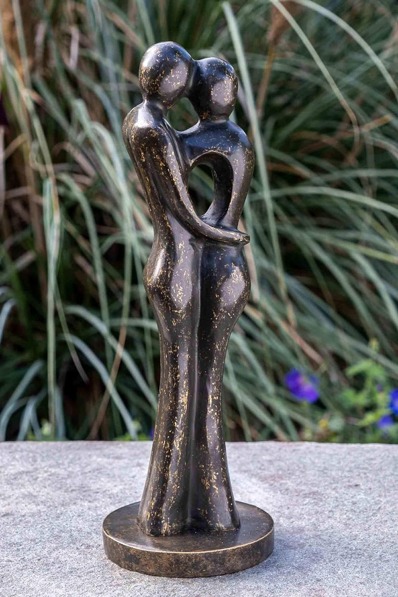 IDYL Bronze-Skulptur Modernes Liebespaar |32x11x11cm |Bronze-Figur handgefertigt | Gartenskulptur -