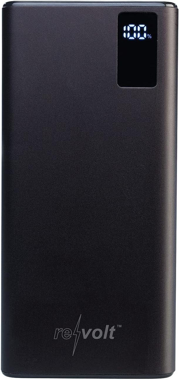 revolt Powerbank 12V: USB-Powerbank, 20.000 mAh, USB-C PD, Display, Metall, QC3.0, 3 A, 20 W (Powerb