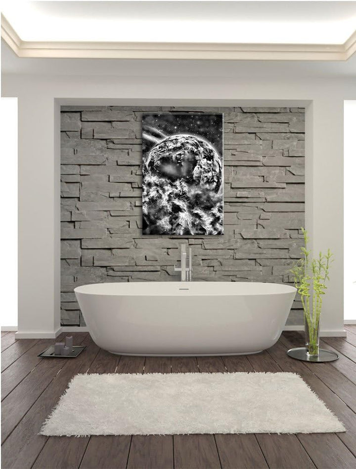 Monocrome, Planet Erde, Format: 100x70 auf Leinwand, XXL riesige Bilder fertig gerahmt mit Keilrahme