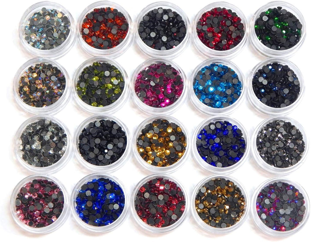 10000 Stück, Hotfix Strasssteine, zum Aufbügeln, AAA Qualität, 20 Farben Set mit Sortierbox, Glitzer