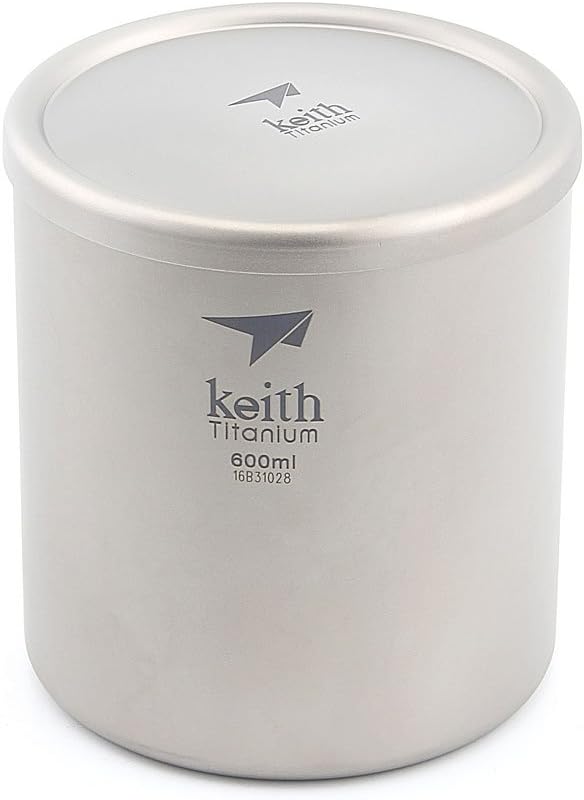 Keith 220 ml / 600 ml Titan Becher Saugnapf Doppelwandig Ultraleicht Titan Becher Tassen Leichte Tra