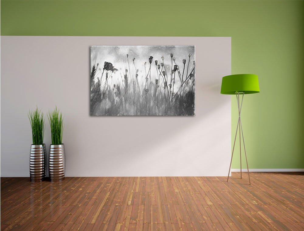 Pixxprint Mohn im Weizenfeld Kunst als Leinwandbild/Grösse: 100x70 / Wandbild/Kunstdruck/fertig besp