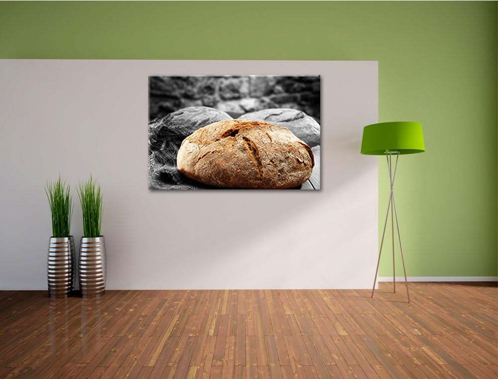 knuspriges Brot schwarz/weiss Format: 100x70 auf Leinwand, XXL riesige Bilder fertig gerahmt mit Kei