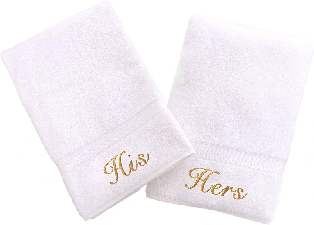 Linum Wohntextilien Personalisierte Gold Gewinde Bestickt Handtuch, Weiss/Gold, Einheitsgrösse Er &
