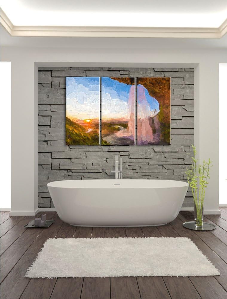 Pixxprint Grossartiger Wasserfall als Leinwandbild/Grösse: 3 Teilig (120x80) cm/Wandbild/Kunstdruck/