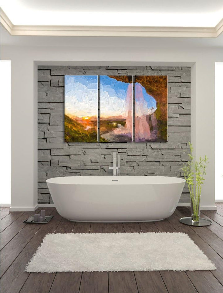 Pixxprint Grossartiger Wasserfall als Leinwandbild/Grösse: 3 Teilig (120x80) cm/Wandbild/Kunstdruck/