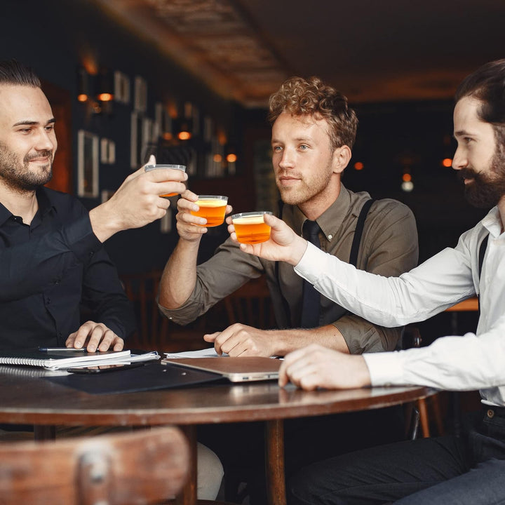 100 Einwegbecher aus Kunststoff, für Wein und Dessert, 220 ml, transparent, hart, Züritus, Snacks, i