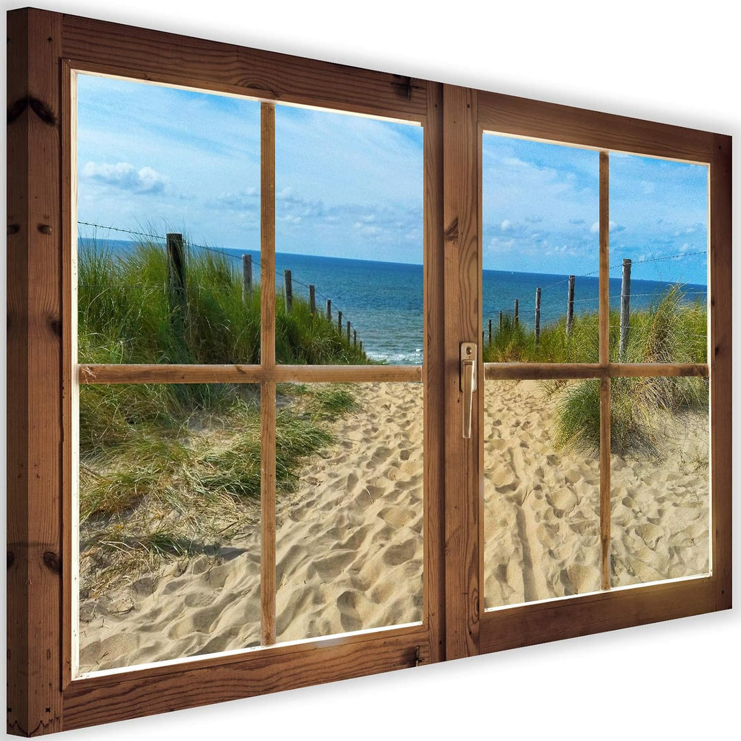 Feeby Vlies Leinwandbild Blick Auf Das Meer Strand Weg 90x60 cm Druckbild Wandbild Wanddekoration De