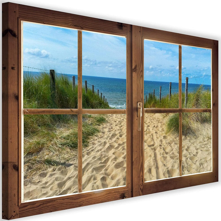 Feeby Vlies Leinwandbild Blick Auf Das Meer Strand Weg 90x60 cm Druckbild Wandbild Wanddekoration De