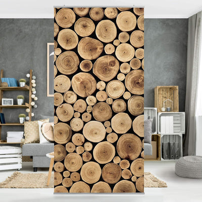 Bilderwelten Raumteiler Homey Firewood 250x120cm ohne Halterung 250x120cm without hanger, 250x120cm