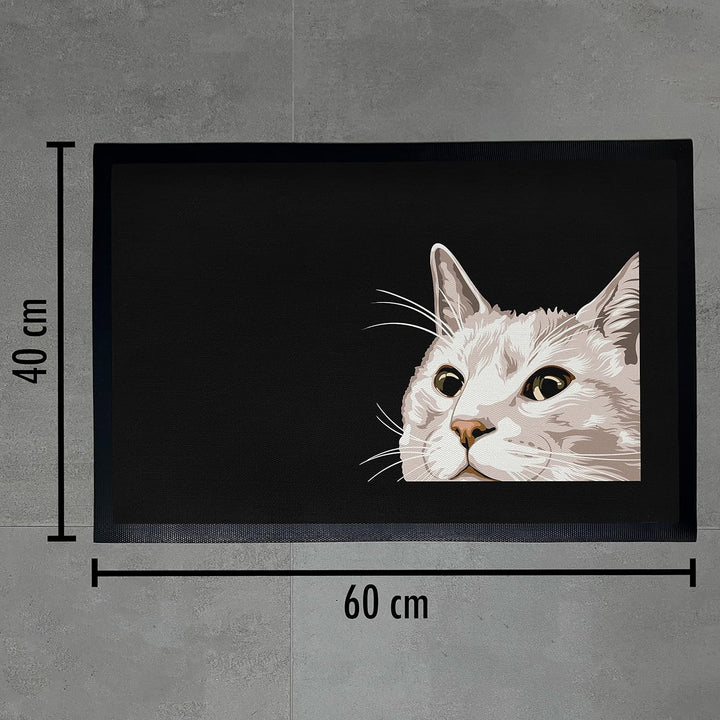 Trendation - Katzen Fussmatte Grafik Geschenk Katzenbesitzer Willkommen Aussen und Innenbereich 60x4