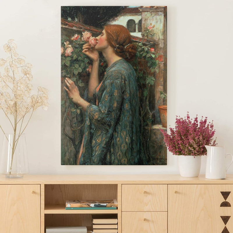 Bilderwelten Leinwandbild - John William Waterhouse Die Seele der Rose Hochformat 90 x 60 cm 90cm x