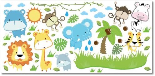 Wandkings Baby Safari Tiere Wandsticker XL Set, 50 Aufkleber, Gesamtfläche 130 x 70 cm