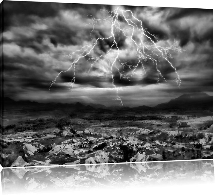 Pixxprint gewaltiges Gewitter als Leinwandbild/Grösse: 100x70 / Wandbild/Kunstdruck/fertig bespannt,