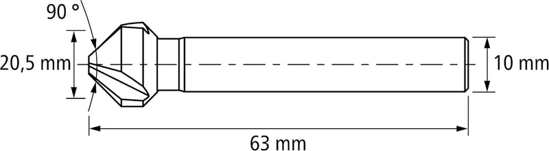 PFERD HSS Kegel-/Entgratsenker | 90°, Ø 20,50 mm, Schaft-ø 10 mm, DIN 335 C | 25202148 - HICOAT besc