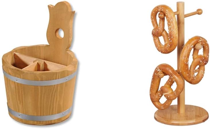 Besteckbehälter aus Holz H=20 D=14 cm ge & Relaxdays Brezelständer aus Bambus, 6-armig, Höhe 35 cm,