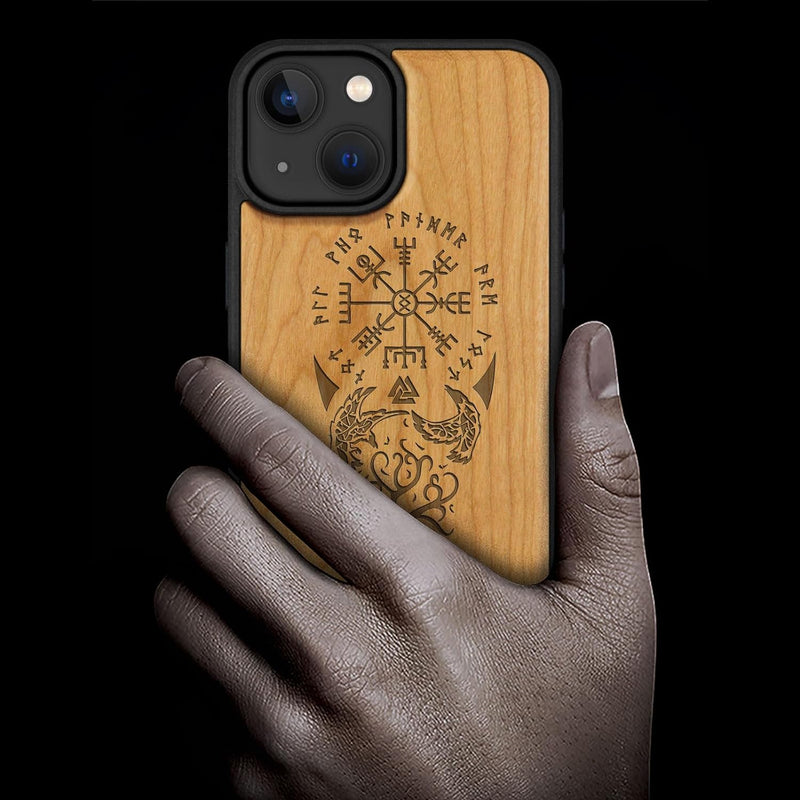 Carveit Holz Cover für iPhone 15 hülle, Kompatibel mit Magsafe Silikon Stossfeste Cover, Magnetisch