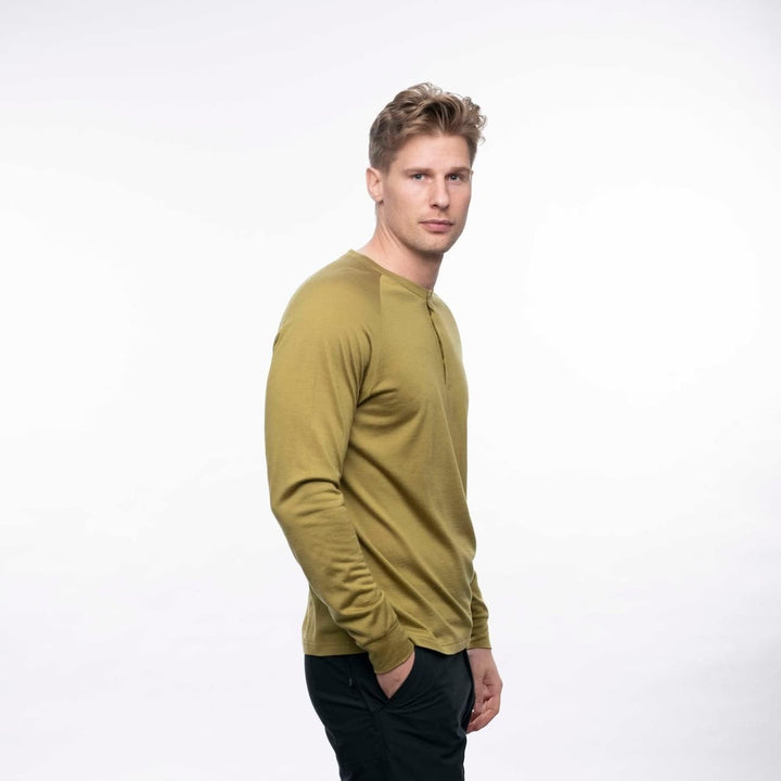 Bergans Lysebu Henley Wool Langarmshirt Herren oliv
