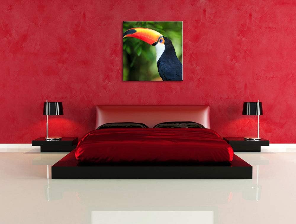 Pixxprint Bunter Tukan, Format: 70x70 auf Leinwand, XXL riesige Bilder fertig gerahmt mit Keilrahmen