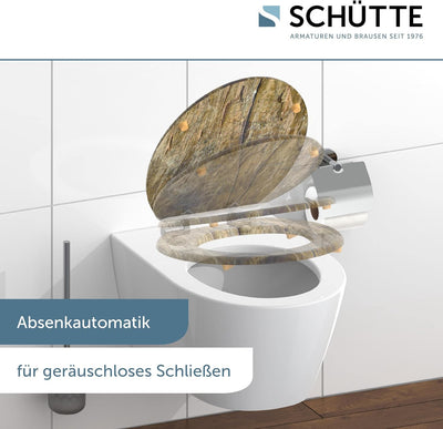 SCHÜTTE WC-Sitz Holzkern SOLID WOOD, Toilettensitz mit Absenkautomatik, passend für viele handelsübl