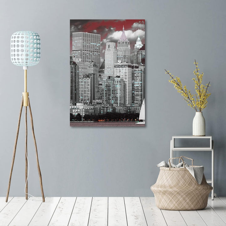 Feeby Vlies Leinwandbild Wall Street New York Trump Building 60x90 cm Druckbild Wandbild Wanddekorat