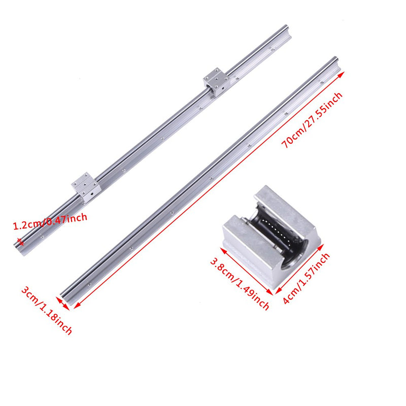 2 Stück SBR12-700mm Linearlagerschiene mit 4 Stück SBR12UU Gleitstück lineare Schiene -Gleitset Set