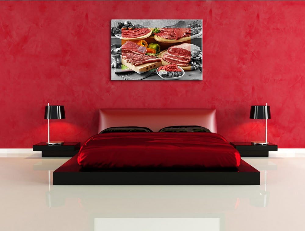 Saftige Fleisch Variationen schwarz/weiss Format: 100x70 cm auf Leinwand, XXL riesige Bilder fertig