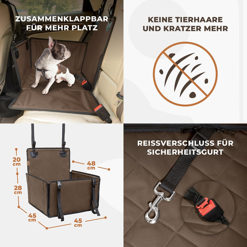 Extra Stabiler Hunde Autositz - Verstärkter Autositz für kleine und mittlere Hunde mit 4 Befestigung