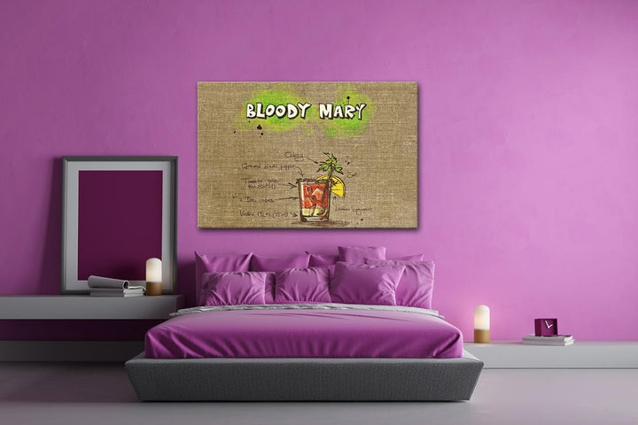 deyoli Rezept für eine Bloody Mary Format: 80x60 als Leinwandbild, Motiv fertig gerahmt auf Echtholz