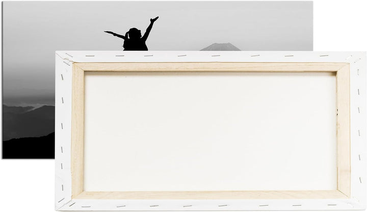 verspürende Freiheit über den Bergen Panorama 80x40 cm Effekt: Schwarz/Weiss als Leinwandbild, Motiv