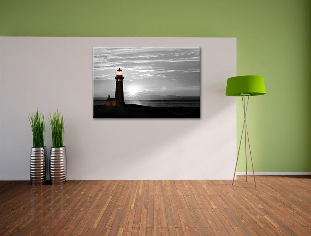 Pixxprint Leuchtturm im Sonnenuntergang als Leinwandbild/Grösse: 100x70 cm/Wandbild/Kunstdruck/ferti