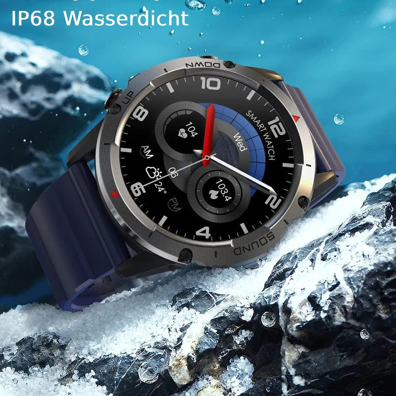 Deunis X9 Smartwatch mit Telefonfunktion 1,39 Zoll für Herren kompatibel mit Android iOS, Schlafmoni
