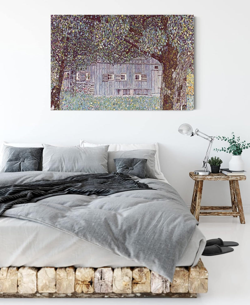 Generisch Gustav Klimt - Oberösterreichisches Bauernhaus als Leinwandbild / Grösse: 100x70 cm / Wand