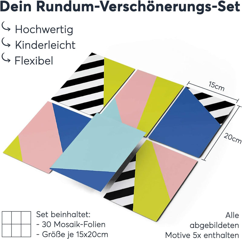 CREATISTO Klebefliesen Stickerfliesen Fliesenfolie - Stylische Sticker Aufkleber für Fliesen I Klebe