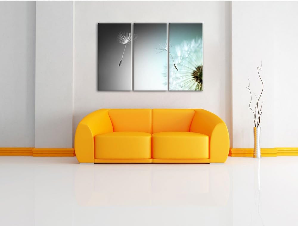 Pixxprint Löwenzahn Pusteblume als Leinwandbild/Grösse: 3 Teilig (120x80 cm) cm/Wandbild/Kunstdruck/