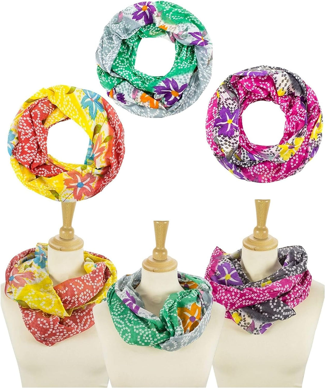 Sunsa Damen 3 Set Loop Schals. 100% Baumwolle Schlauchschals für Frühlings/Sommer. Dünne Loopschals