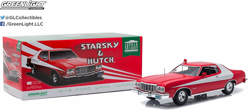 Greenlight Collectibles – 19017 – Ford Gran Torino – Starsky & Hutch 1974 – Echelle 1/18 – Rot/Weiss