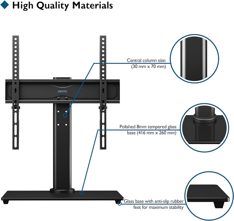 BONTEC TV Standfuss TV Ständer Fernseher Standfuss Schwenkbar für 26-55 Zoll LCD LED OLED Plasma Fla